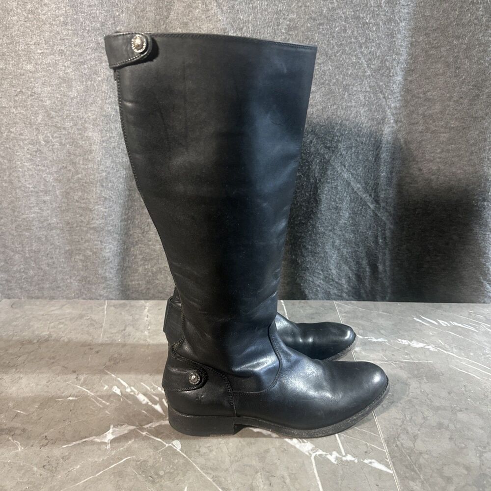 Frye Melissa Button Back Zip Black Leather 7.5 B Made In Mexico B17